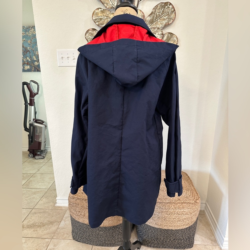 J.Crew Navy & Red Hooded Anorak Jacket Gold Zipper Size XL New With Tags - Picture 6 of 9